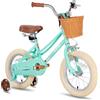 JOYSTAR Bicicletta per bambini da 12 pollici, per bambine da 2 a 4 anni, con ruote di supporto e cestino, colore verde