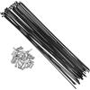 NULYLU Raggi per Bicicletta 14g in Acciaio, Set da 36 Pezzi | Diametro 2mm, Colore Nero, Include 36 Nippli, Lunghezza 260mm per Ruote da Montagna