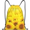 Kfjghhl Giallo Girasole Coulisse Zaino Borsa Sport Sackpack Bulk Cinch Gym Bag Donne Uomini Bambini Sport All'aperto, Nero , M, Vacanze