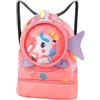 Generic Borsa da nuoto per bambini, zaino con coulisse animale del fumetto per | Borsa leggera con coulisse con design colorato con animali dei cartoni animati, capiente, facile da trasportare
