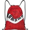 Kfjghhl Musica Nota Pianoforte Coulisse Zaino Borsa Sport Sackpack Bulk Cinch Gym Bag Donne Uomini Bambini Sport All'aperto, Nero , M, Vacanze