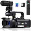 Delmodes Videocamera 6K 64MP Camcorder 18X Zoom Digitale Vlogging Camera per YouTube, 4.0 Touch Screen HD WiFi Videocamera con Batteria 4500mAh, Scheda SD 64G, Stabilizzatore, Microfono e Telecomando