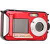 Joyzan Fotocamera Digitale Subacquea, Videoregistratore 48Mp 2.7K con Doppio Schermo Profondità 10Ft Resistente All'Acqua Capacità della Batteria 650Mah per Bambini Adolescenti (Rosso)