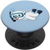 Bear Scuba Diving Cartoon Simpatico orso polare con disegno di cartoni animati per immersioni subacquee PopSockets PopGrip Adesivo