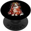 Merry Christmas Wrap Ribbon Bow Stars Xm Carta da regalo con pupazzo di neve australiano, pastore australiano PopSockets PopGrip Adesivo