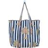 RAJBHOOMI HANDICRAFTS Borsa da donna in 100% cotone leggero con interno Poeckt borsa casual per le donne, Albero Bianco Blu, Medium