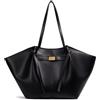 JIABAOZ Borsa Shopper da Donna, Borsa Tote Bag in Pelle PU Vintage Moda, Grande Passante Rimovibile per Lavoro, Shopping, Scuola e Viaggi (Nero)