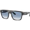 Ray-Ban RB0360S Drifter Occhiali da sole quadrati per uomo per donna, Grigio a righe/blu sfumato trasparente, 57 mm