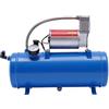 JUDEMII Compressore ad aria compressa da 12 V, blu con tubo, 6 l, capacità del serbatoio, compressore silenzioso, senza olio, 150 PSI, compressore d'aria per pneumatici auto, moto