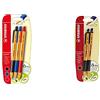 Stabilo pointball Penna a sfera a scatto colori assortiti - Blister da 3 & pointball Penna a sfera a scatto colore Nero - Blister da 2