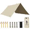 FREE SOLDIER Telone impermeabile 3 x 3 m, ultraleggero, protezione UV, tenda da campeggio, tenda da esterno, grande telo per campeggio, escursionismo, attività all'aperto (beige)
