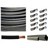WindyNation WNI 1/0 AWG 1/0 Gauge 3 piedi nero batteria saldatura puro rame cavo ultra flessibile + 5 pezzi di 0,8 cm e 5 connettori terminali in rame da 1 cm + 3 piedi termorestringenti tubo
