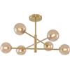 Qazqa ryan - Lampada da soffitto Moderno - 6 luce - L 62 cm - Ottone - Moderno - Soggiorno I Camera da letto I Sala da Pranzo I Cucina
