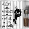 Hnmdmyi Tenda da doccia divertente gatto 180x200, bianco e nero Animali domestici carini interessante Tessuto in poliestere impermeabile Lavabile Tenda da bagno per bagno con ganci