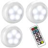 BLS AA-1035 - Luci a LED con telecomando, dimmerabili senza fili, 3 batterie AA, luci di spinta, armadietti, luci sotto l'armadio con timer, bianco freddo e bianco caldo, confezione da 3