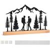 BlueXP Decorazione Montagna Metallo Legno Coppia Escursionisti Regalo
