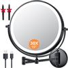 Auxmir 25cm Specchio Trucco con Luci Ingranditore 30X/1X da Parete, Nero