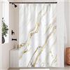 Uiiooazy Tenda Doccia Antimuffa, Tenda da Doccia Piccola 90x180cm Grigio Oro Effetto Marmo Bianco Moderno Tende da Bagno Tessuto Lavabile Impermeabile Poliestere Tende per Vasca da Bagno con 6 Anelli