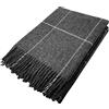Alpenwolle Coperta di lana, 140 x 200 cm, Nuova Zelanda, 100% lana dalla Nuova Zelanda, plaid con frange (grigio scuro)
