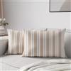 Encasa XO Federe Cuscini Divano, Senza Imbottitura 30x50 cm | Franca Righe Beige, 100% Cotone | Cerniera Nascosta | Lavabile in Lavatrice | Decorativi | Set di 2