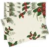 QIZHIQIAMY Set di 4 Tovagliette Natale 30 x 45 cm Sottopiatto Natalizio Lavabili Lino Tovaglietta Americane Natalizie Stoffa per La Colazione, La Cucina, Il Tavolo da Pranzo, Le Riunioni (Bacche rosse A)