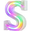 Nordstylee Luci a LED illuminate, lettere al neon per parete, per festa di compleanno, Natale, decorazione di nozze, lettere colorate (S)
