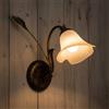 ILAB Applique a 1 luce sinistro in ferro battuto e vetro realizzato artigianalmente coll. calla vetro