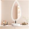 LTSRLL Specchio da Bagno Ovale Irregolare A LED, Grande Specchio Trucco Asimmetrico Frontale E Retroilluminato A Figura Intera - Antiurto/Senza Cornice/A Forma di Goccia(Translucent,70cmx90cm)