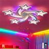 TuoyuanW Lampadario RGB Altoparlante Bluetooth Lampadari Design a Forma di Stella con Telecomando Timer Dimmerabile Plafoniera con Luce Notturna e Funzione di Memoria per la Camera da Letto, Bianco
