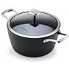 Moneta Armonia Casseruola 2 Manici 24 cm + Coperchio Bordo Inox per Ogni Tipo di Piano Cottura