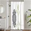 Uiiooazy Tenda da Doccia Antimuffa 90x180cm Foglie Verde Spa Pietra Grigio | Tenda da Doccia Zen Giapponese Impermeabile Tessuto in Poliestere Lavabile per Vasca da Bagno con 6 Anelli