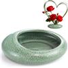 Ameble Vaso da fiori Ikebana in ceramica verde a forma di ciottolo, piccolo vaso decorativo per piante grasse, centrotavola da giardino per interni ed esterni
