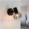 Licht-Erlebnisse Lampada da parete spot in metallo nero vintage retrò per interni compatto corridoio soggiorno camera da letto E14 applique da parete a gabbia