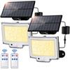 SIGRILL Faretti Solari a LED da Esterno con Sensore di Movimento, 318 LED Luce Solare Led Esterno con 3 Modes, 5M Cavo, Lampada Solare da Esterno (2 Pezzi - 318LED Bianco Caldo)