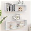 BUKSCYJS Mensole Parete A Cubo,Mensole da Muro Design,Scaffale Libreria da Parete Adatto A Camera da Letto, Soggiorno, Studio, Magazzino 2 Pz Bianco 100x15x30 Cm in Multistrato