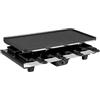 FANTASK Griglia per raclette, barbecue da tavolo per 8 persone | Barbecue elettrico da tavolo con 8 padelle, 8 spatole in legno, antiaderente, per feste di famiglia, barbecue