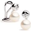 SECRET & YOU Orecchini Donna Perle Coltivate d'Acqua Dolce e Zirconi | Design Tu ed Io | Argento 925 Rodiato