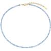 COAI Collana da Donna con Perline di Acquamarine Pietra Naturale, Collana Fina Minimalista Leggera da Donna