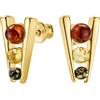 Copal Orecchini Donna Ambra Vera Con Argento 925 Placcato Oro Forma Rotonda Multicolore