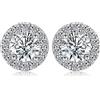 JewelryPalace 1ct Halo Orecchini a Bottone placcato oro bianco 14K con Moissanite, Piercing a Lobo con Pietra Rotonda, Set Gioielli Nuziali Donna Tre Ori per Matrimonio
