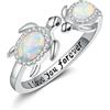 URONE Tartaruga marina regalo per donne in argento sterling regolabile tartaruga marina anello Delicate carino tartaruga marina gioielli regalo per donne ragazze, Opale