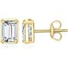 JewelryPalace 1ct Orecchini a Bottone Donna placcato oro giallo 14K con Creato Moissanite, Piercing Orecchini Dorati a Lobo con Pietra a Taglio Smeraldo, Orecchini Solitario in Oro Set Gioielli Donna
