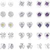 Milacolato 15Paia Piccoli Orecchini a Bottone Placcato Argento Sterling 925 Zirconi Perle Cristallo a Forma Cuore Rotondo CZ Orecchini Farfalla Fiore Orecchini Piercing Cartilagine Trago Donne Ragazze