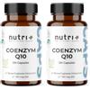 Nutri + Q10 Capsule alto Dosaggio - 120 Pillole 100 mg di Coenzima Q 10 per Capsula - Ubichinone vegano alta Qualità da Fermentazione senza Additivi inutili (Confezione da 2)