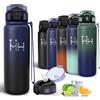 Motswedi Borraccia Termica 750ml, Acciaio Inox, Bottiglia Termica, a Prova di Perdite, Borracce Termiche, 6 cannucce, Freddo 24h Caldo 12h, per Sport, Palestra, Ciclismo, Blu Scuro & Nero