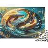 HGKMWZBDFJRL Yin Yang Carpe Koi Puzzle 1000 Pezzi Carta per Adulti Arte subacquea Relax Puzzle per Famiglia Decorazione Regalo 52x38cm/1000pcs
