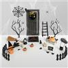 NVGVUP Set completo in miniatura in legno di Babbo Natale per la | Con ragno, pipistrello, zucca, scheletro, lapide e scopa per paesaggi fatati, mensole stagionali o tavoli per feste