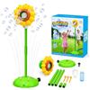 ROUSKY Giocattolo per irrigazione a forma di girasole per bambini, 4 in 1, macchina per bolle da esterno con luci e musica, alto 127 cm, facile collegamento del tubo da giardino per giochi estivi sul prato
