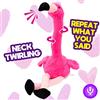 Hopearl Fenicottero parlante ripetutamente rotante, interattivo, giocattolo animato, regalo per bambini, festa di compleanno, vacanze, rosa, 33 cm