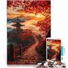 AITEXI Puzzle da 1000 pezzi per adolescenti Tramonto sulla pagoda giapponese Giochi di relax Attività divertenti a casa, regali di compleanno, regali di viaggio, 75x50cm
